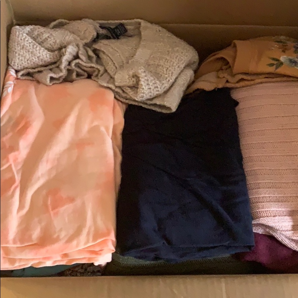 Box of t shirts.